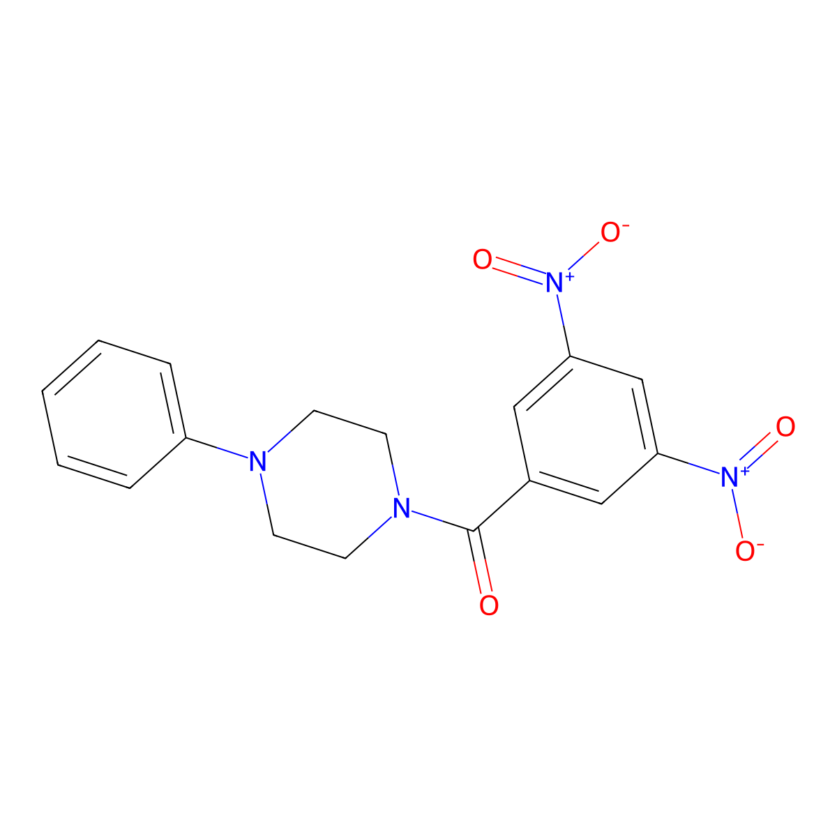 (3,5-Dinitrophenyl)-(4-phenylpiperazin-1-yl)methanone molecular structure, CAS 349091-82-3