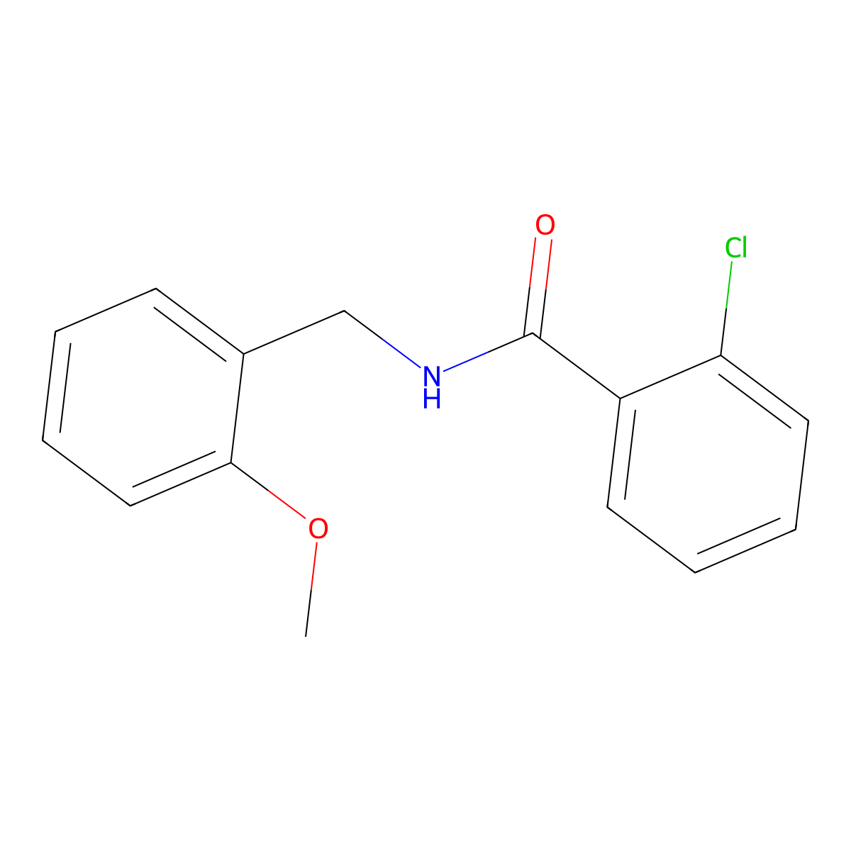 2-chloro-N-(2-methoxybenzyl)benzamide molecular structure, CAS 349092-24-6