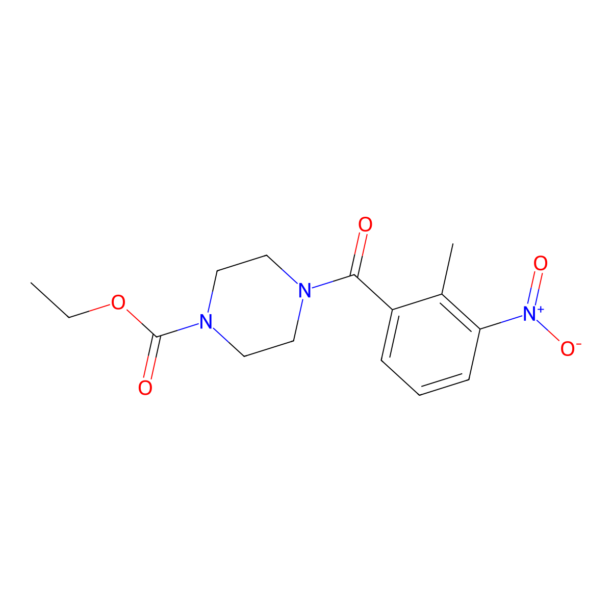 Ethyl 4-(2-methyl-3-nitrobenzoyl)piperazine-1-carboxylate molecular structure, CAS 349092-93-9