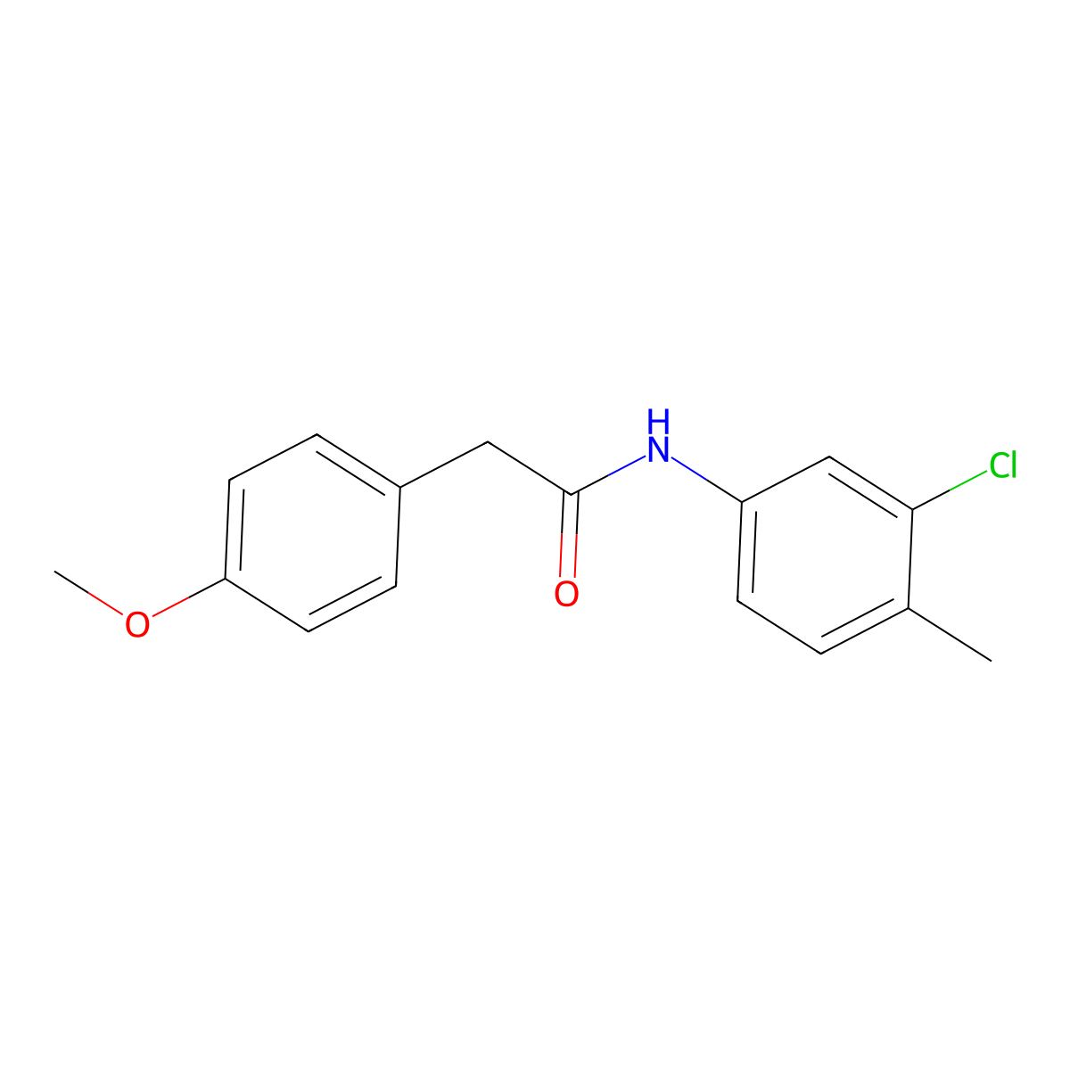 N-(3-chloro-4-methylphenyl)-2-(4-methoxyphenyl)acetamide molecular structure, CAS 349093-55-6