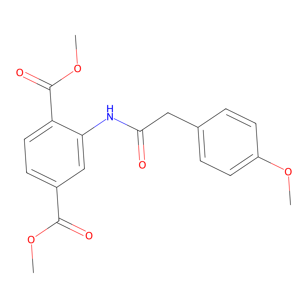 Dimethyl 2-{[2-(4-methoxyphenyl)acetyl]amino}terephthalate molecular structure, CAS 349093-62-5