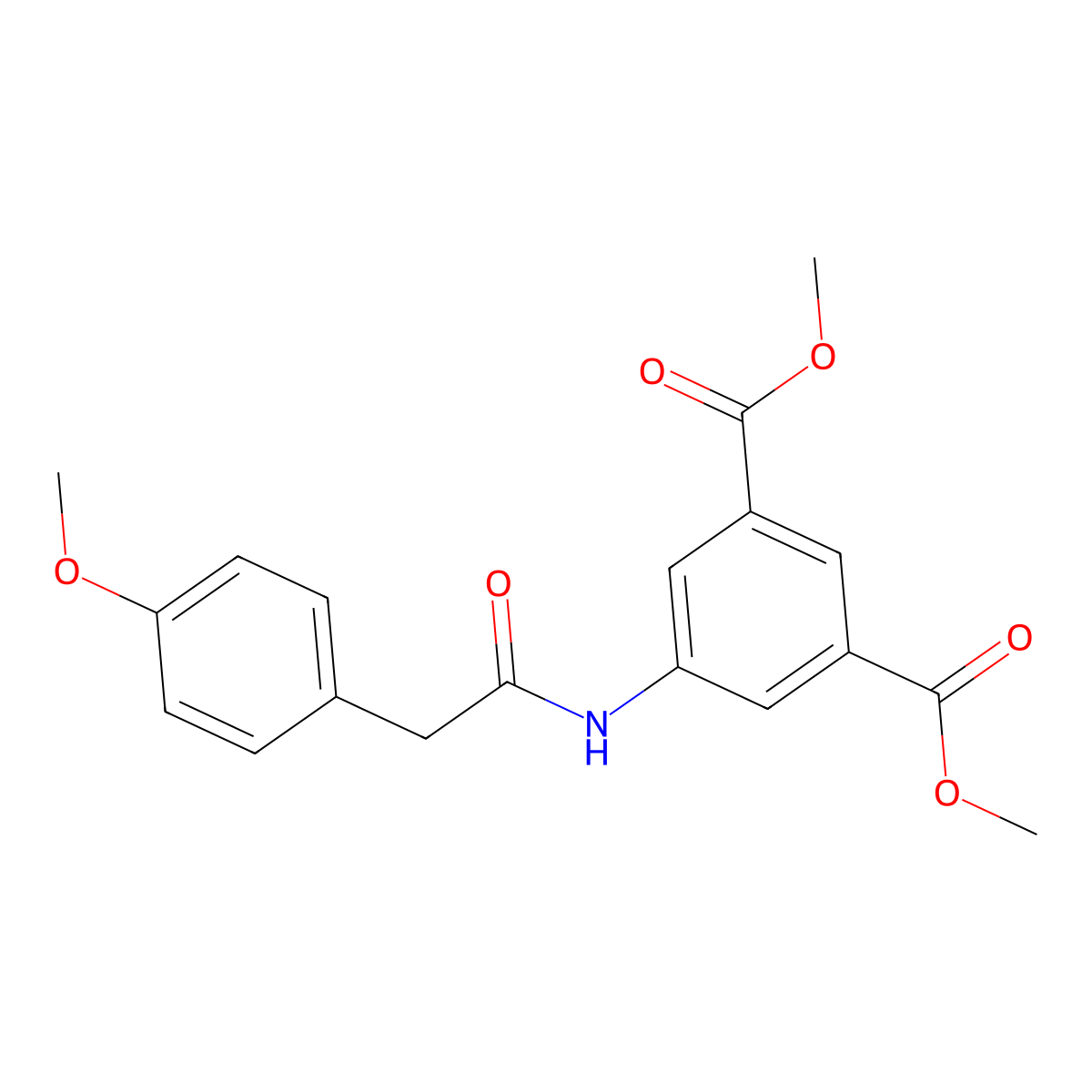 Dimethyl 5-[[2-(4-methoxyphenyl)acetyl]amino]benzene-1,3-dicarboxylate molecular structure, CAS 349093-63-6