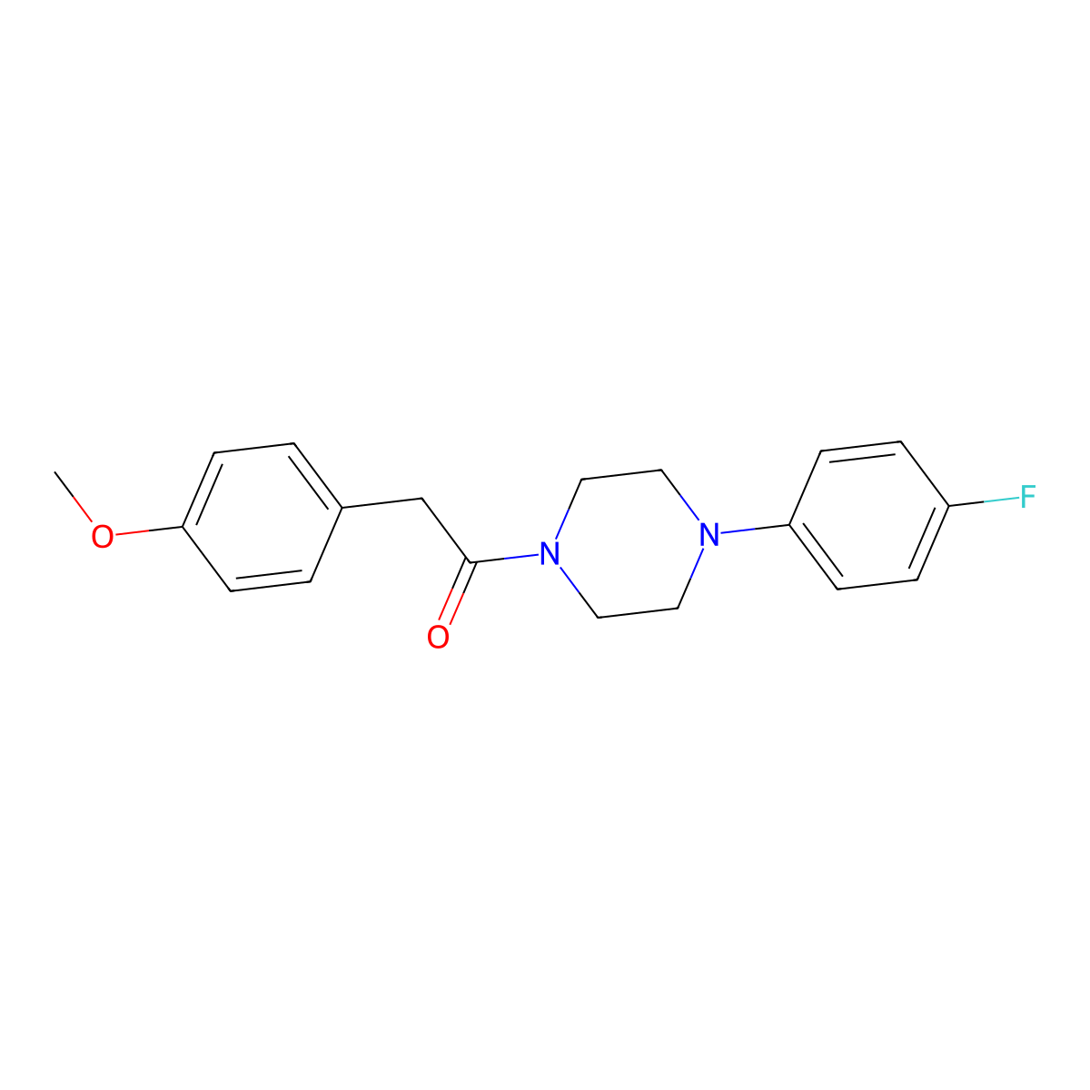 1-(4-Fluorophenyl)-4-[(4-methoxyphenyl)acetyl]piperazine molecular structure, CAS 349093-71-6