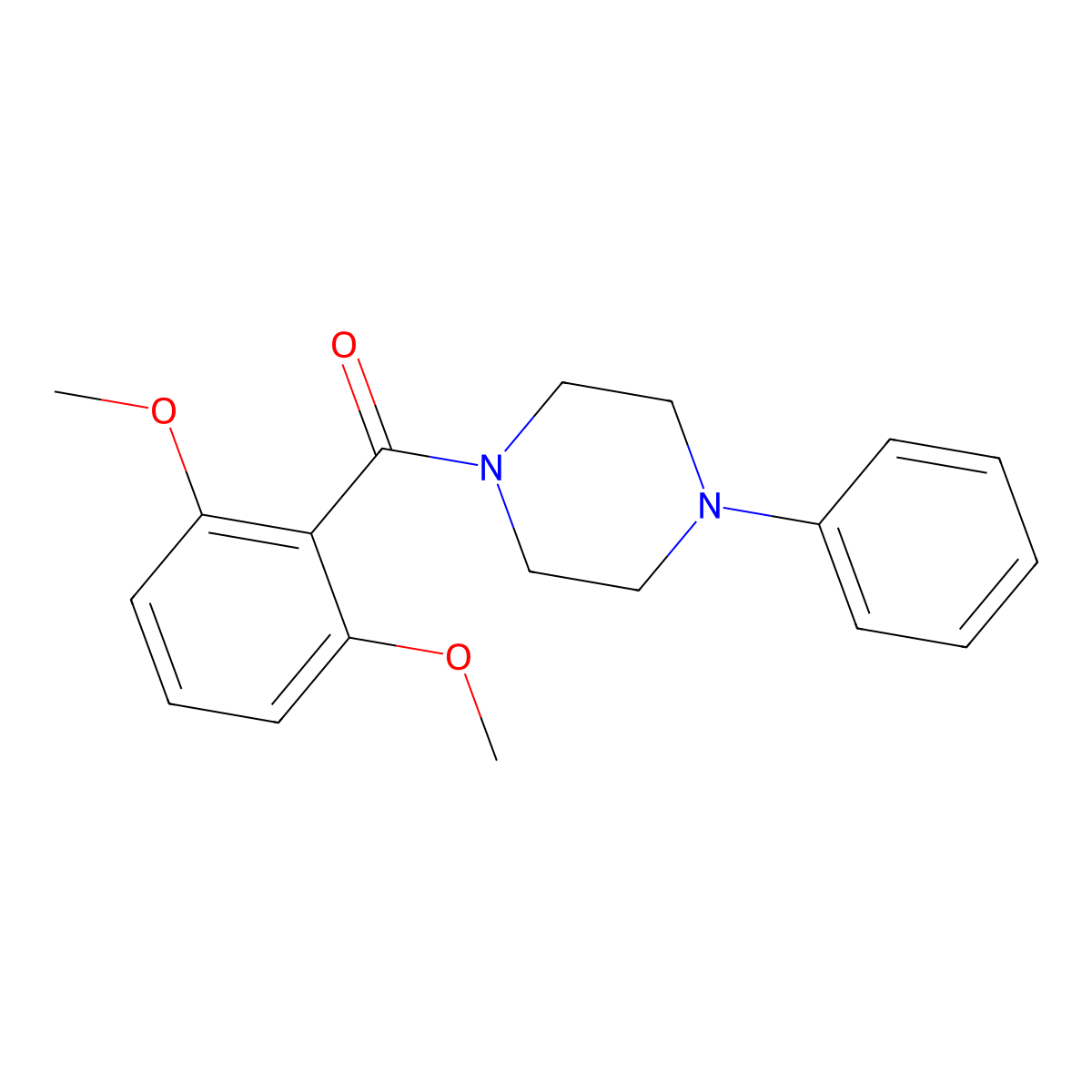 (2,6-Dimethoxyphenyl)-(4-phenylpiperazin-1-yl)methanone molecular structure, CAS 349094-47-9