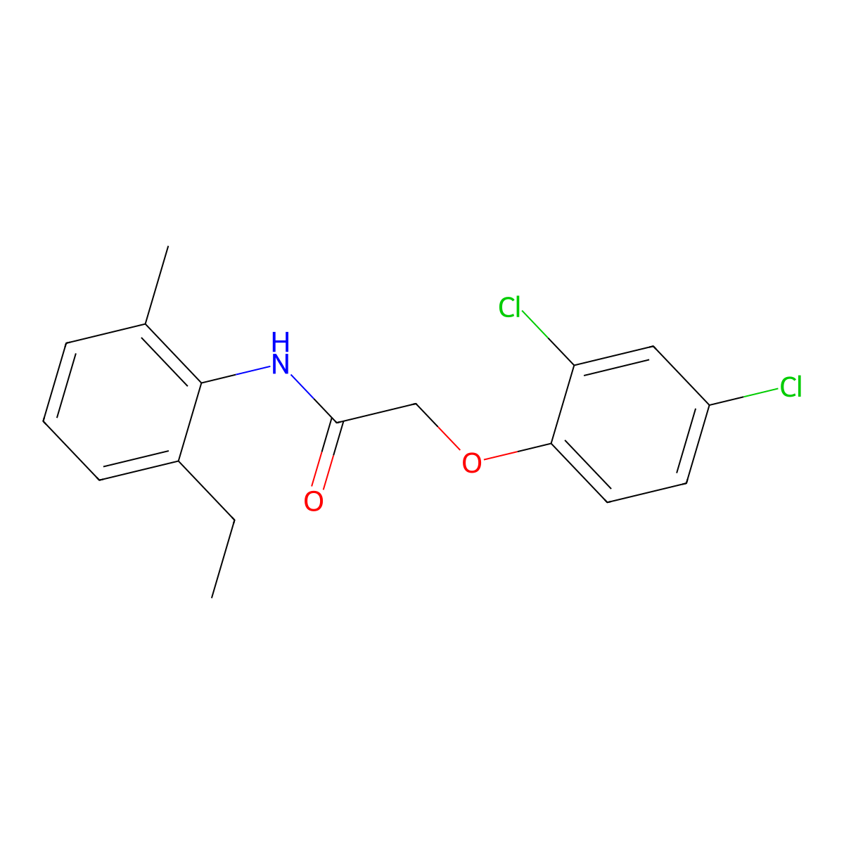 2-(2,4-Dichlorophenoxy)-N-(2-ethyl-6-methylphenyl)acetamide molecular structure, CAS 349095-33-6