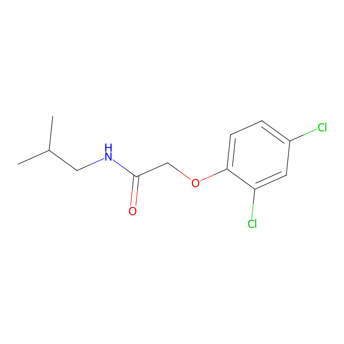 2-(2,4-dichlorophenoxy)-N-(2-methylpropyl)acetamide molecular structure, CAS 349095-55-2