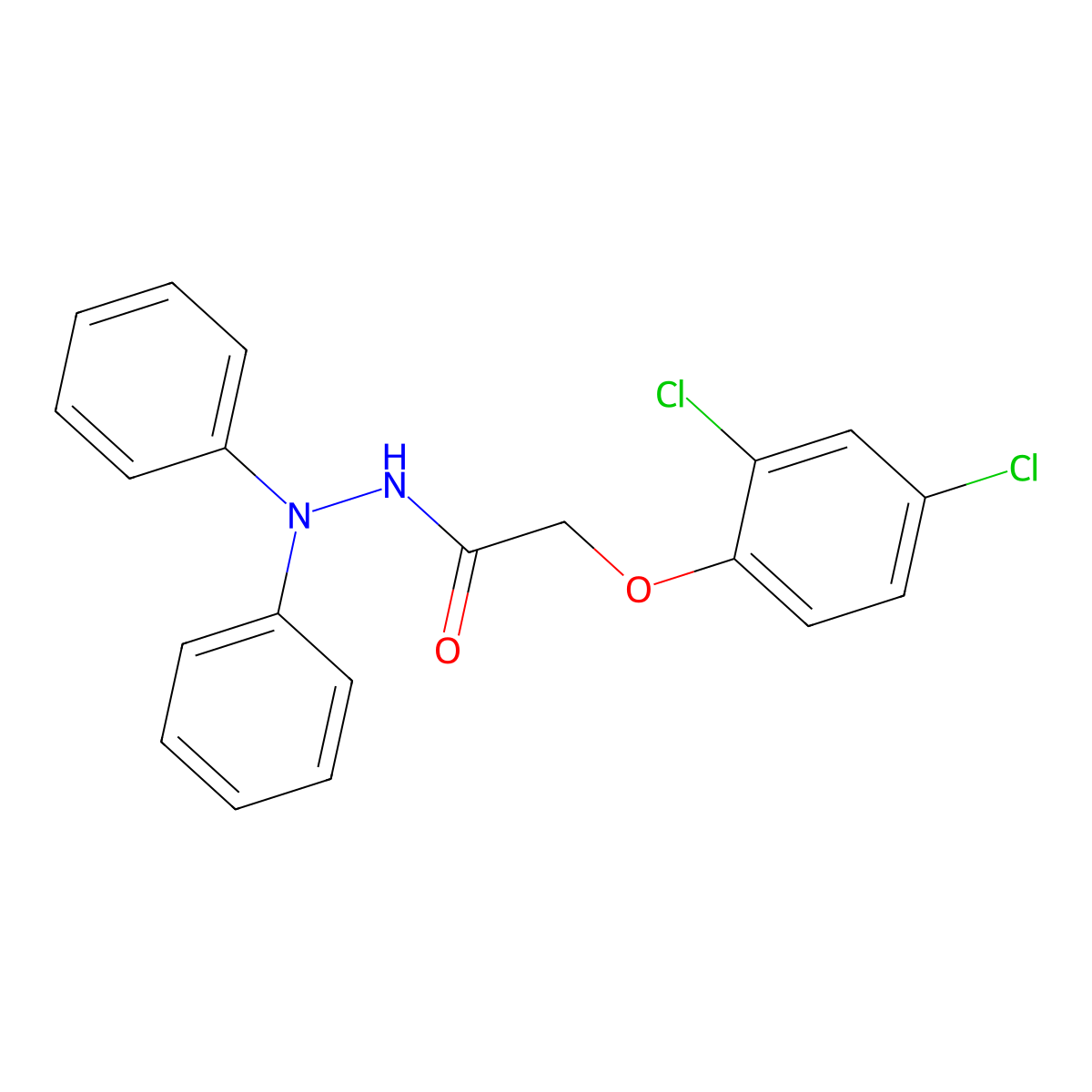 2-(2,4-dichlorophenoxy)-N',N'-diphenylacetohydrazide molecular structure, CAS 349095-62-1