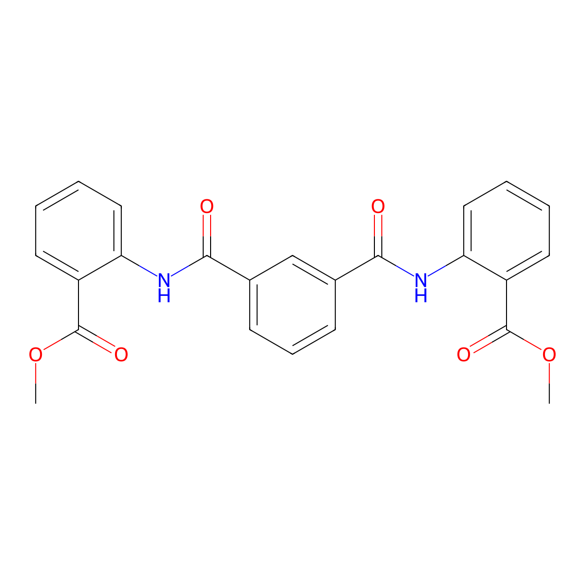 Methyl 2-[[3-[(2-methoxycarbonylphenyl)carbamoyl]benzoyl]amino]benzoate molecular structure, CAS 349096-90-8