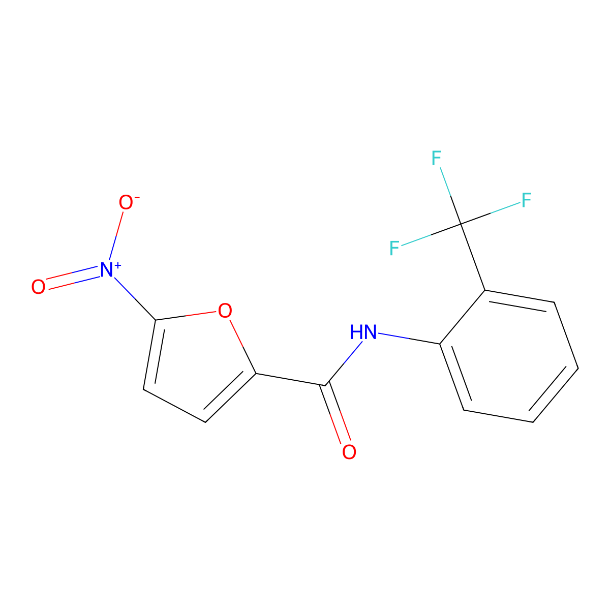 5-nitro-N-[2-(trifluoromethyl)phenyl]furan-2-carboxamide molecular structure, CAS 349097-11-6