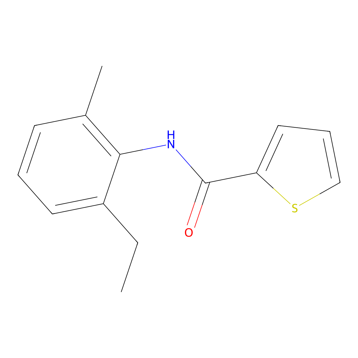 N-(2-ethyl-6-methylphenyl)thiophene-2-carboxamide molecular structure, CAS 349097-44-5