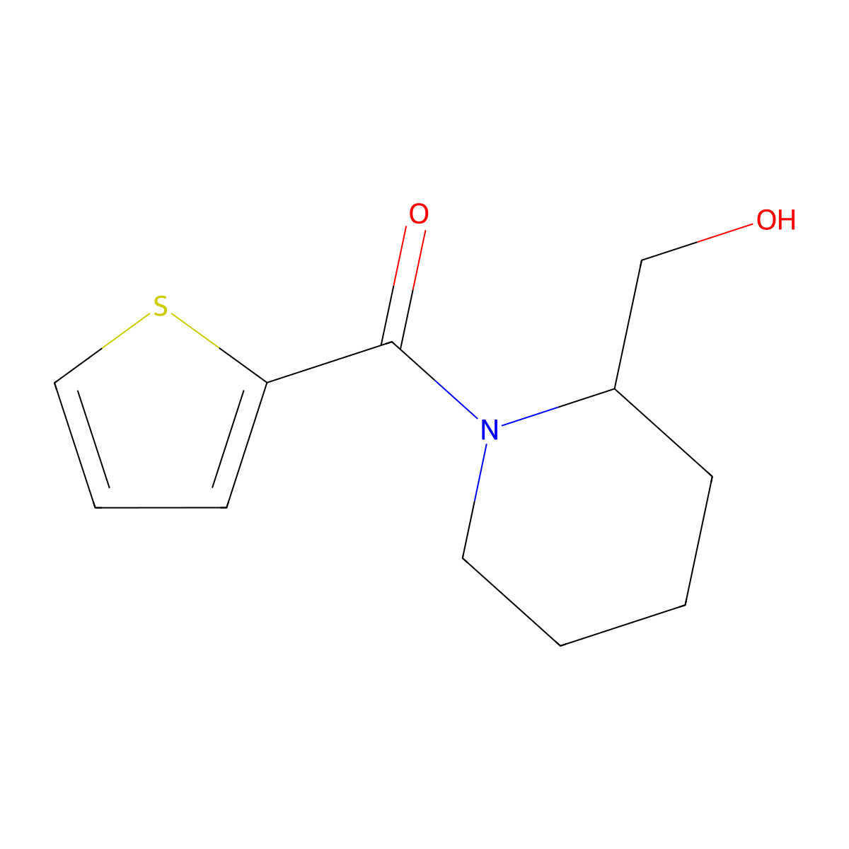 (2-(Hydroxymethyl)piperidin-1-yl)(thiophen-2-yl)methanone molecular structure, CAS 349097-60-5