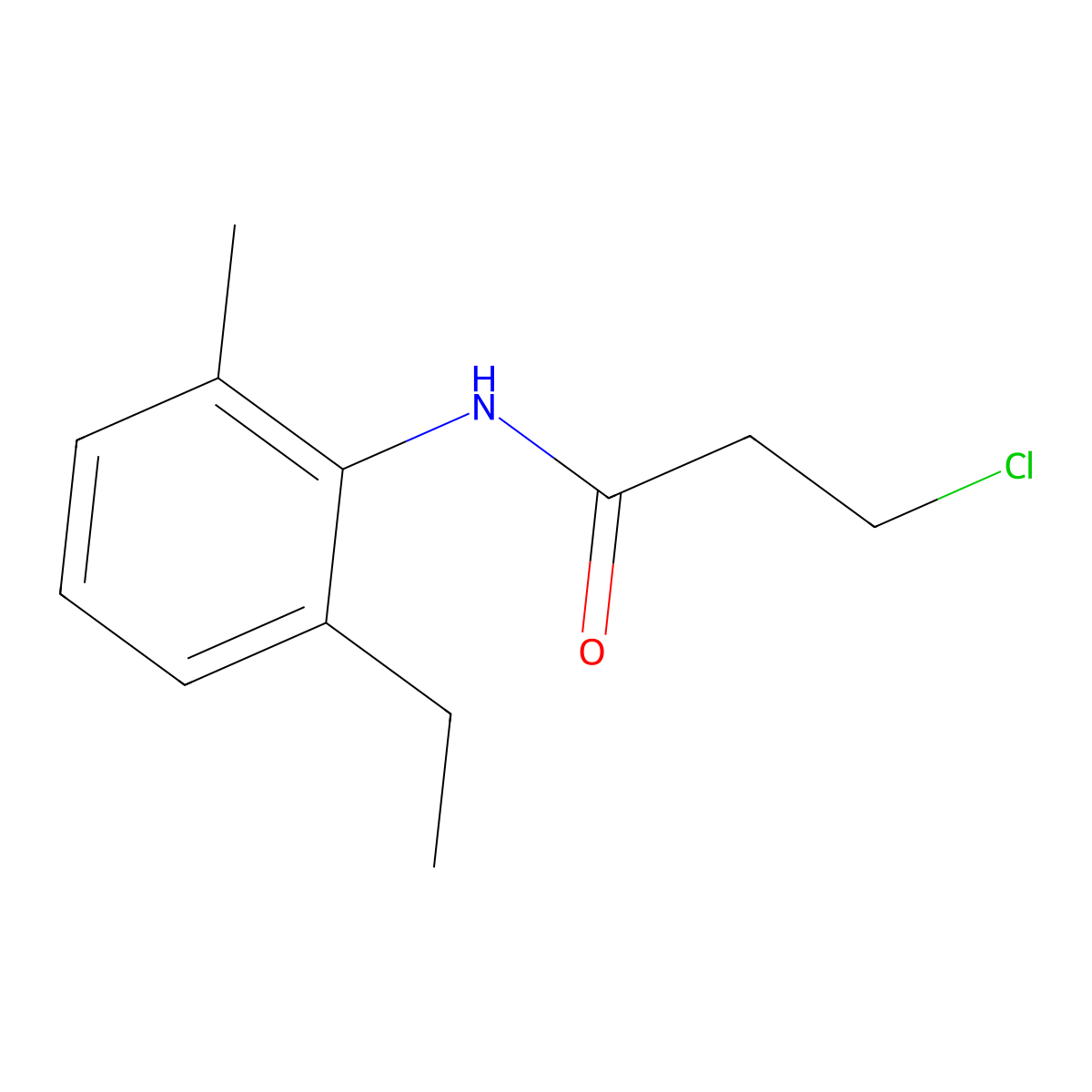 3-chloro-N-(2-ethyl-6-methylphenyl)propanamide molecular structure, CAS 349097-68-3