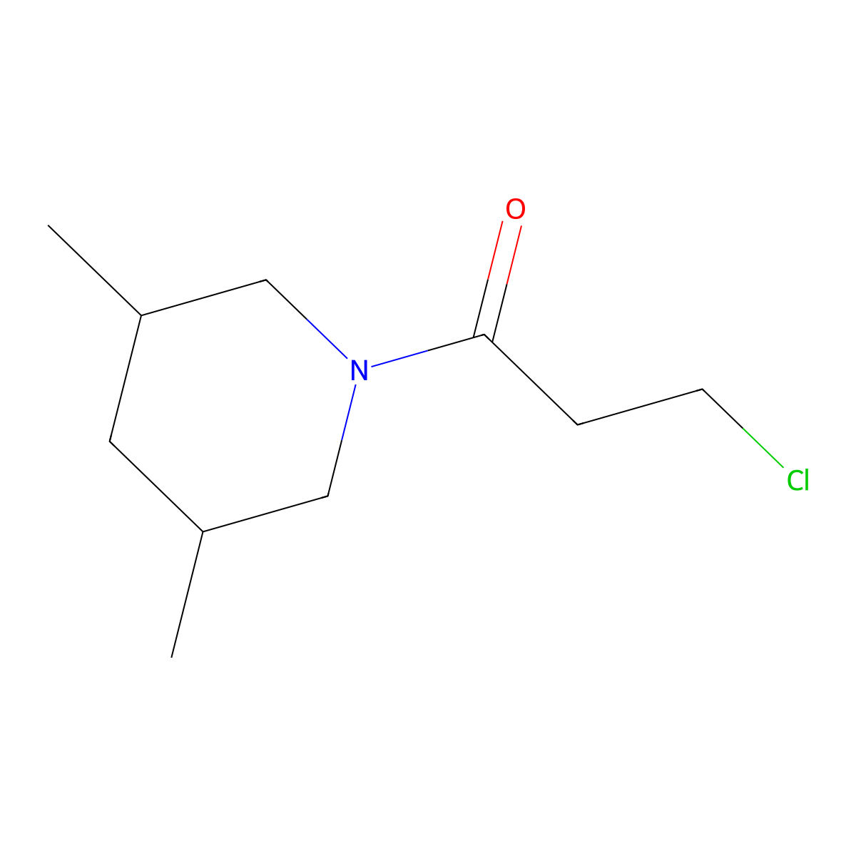 3-Chloro-1-(3,5-dimethylpiperidin-1-yl)propan-1-one molecular structure, CAS 349097-99-0