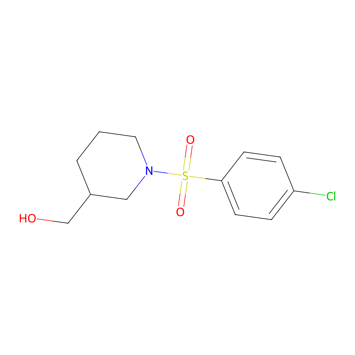 {1-[(4-Chlorophenyl)sulfonyl]-3-piperidinyl}methanol molecular structure, CAS 349098-57-3