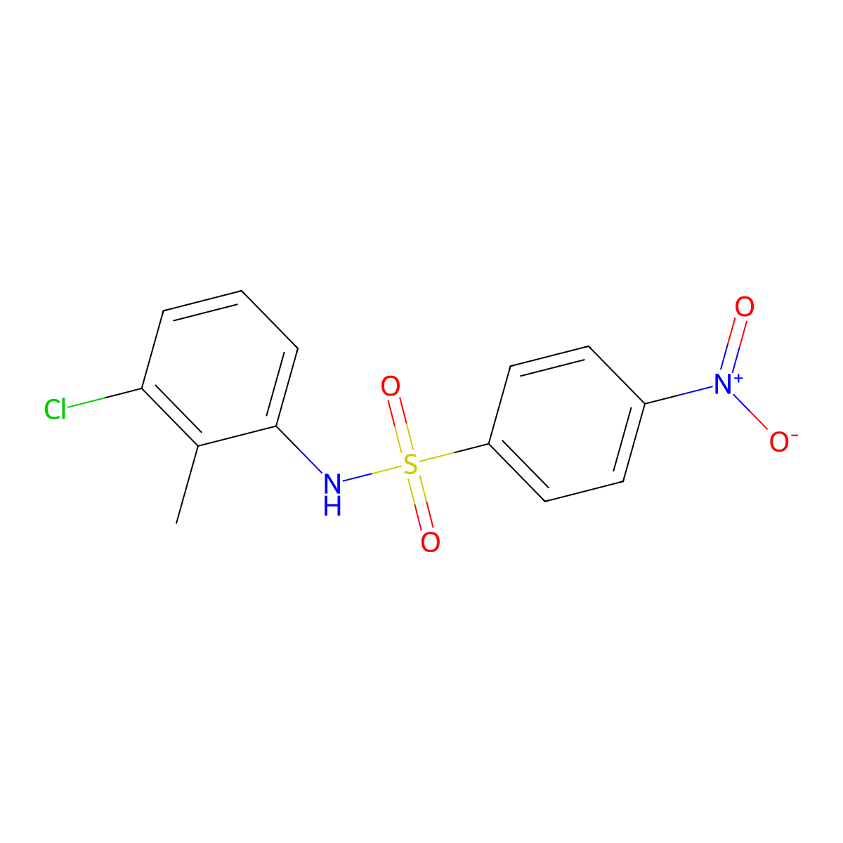 N-(3-chloro-2-methylphenyl)-4-nitrobenzenesulfonamide molecular structure, CAS 349098-76-6