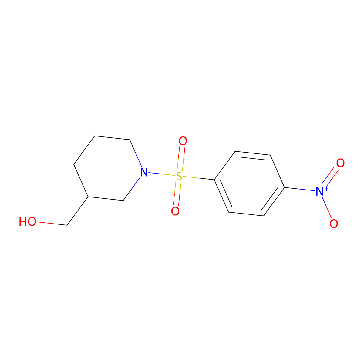 {1-[(4-Nitrophenyl)sulfonyl]-3-piperidinyl}methanol molecular structure, CAS 349098-92-6