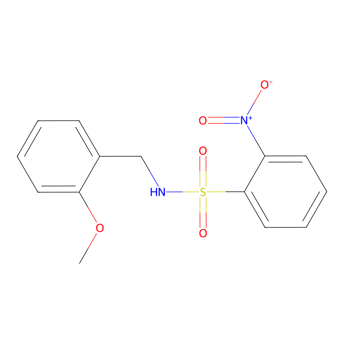 N-(2-methoxybenzyl)-2-nitrobenzenesulfonamide molecular structure, CAS 349099-29-2