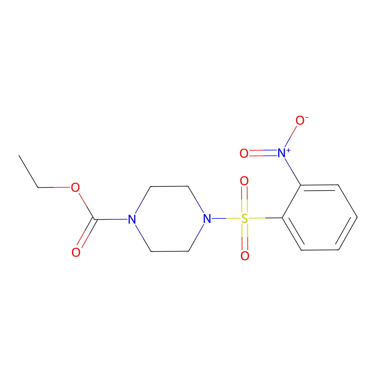 Ethyl 4-(2-nitrobenzenesulfonyl)piperazine-1-carboxylate molecular structure, CAS 349099-38-3