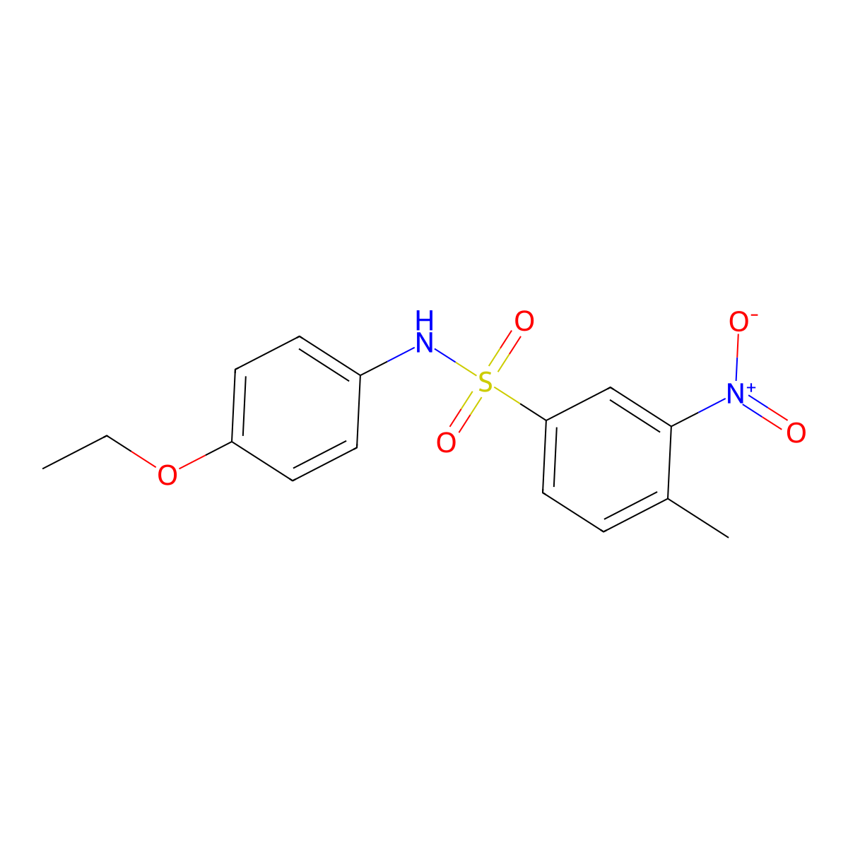 N-(4-ethoxyphenyl)-4-methyl-3-nitrobenzenesulfonamide molecular structure, CAS 349099-73-6