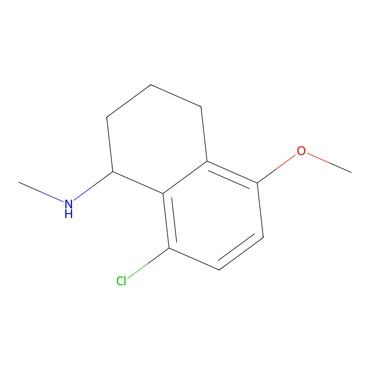 8-chloro-5-methoxy-N-methyl-1,2,3,4-tetrahydronaphthalen-1-amine molecular structure, CAS 34910-89-9