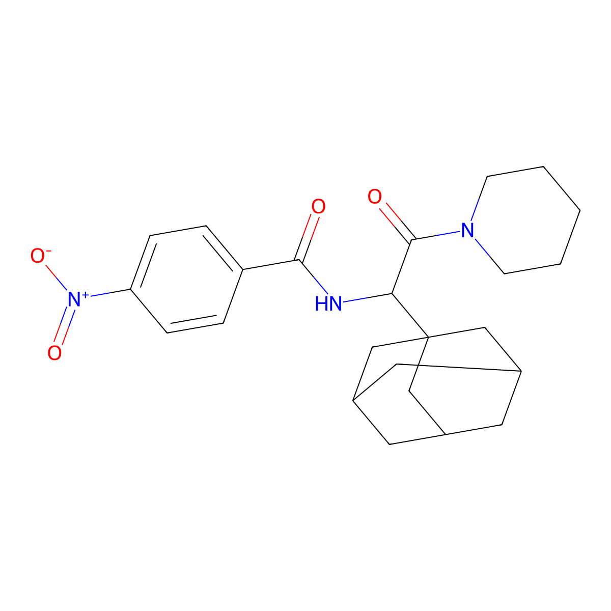 N-[1-(adamantan-1-yl)-2-oxo-2-(piperidin-1-yl)ethyl]-4-nitrobenzamide molecular structure, CAS 349103-03-3