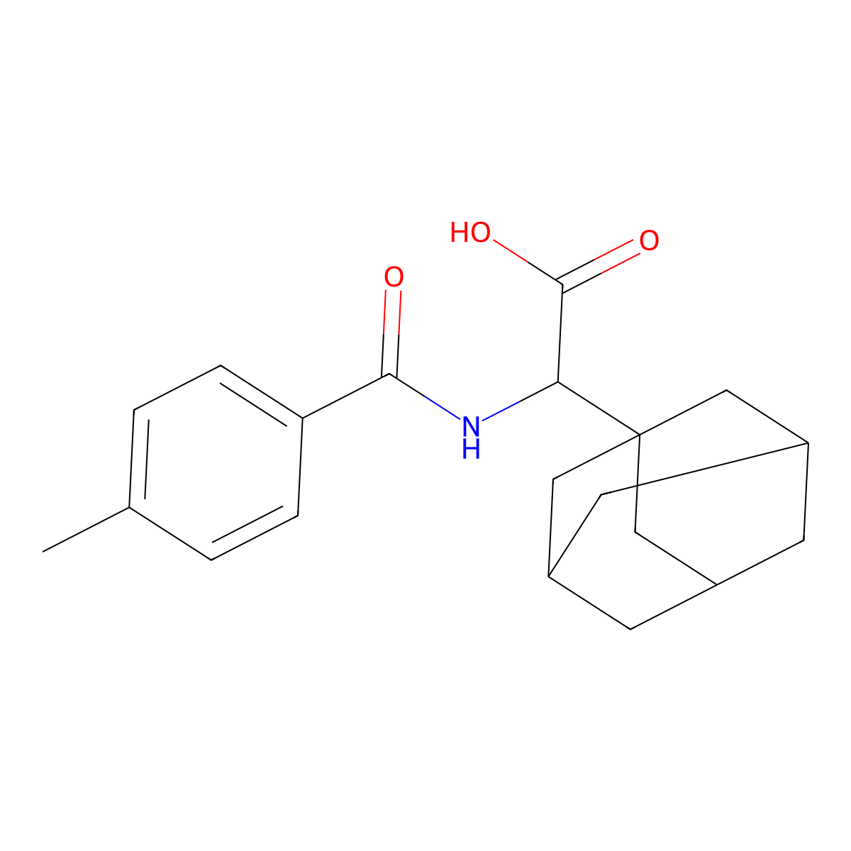 2-(1-Adamantyl)-2-[(4-methylbenzoyl)amino]acetic acid molecular structure, CAS 349103-04-4