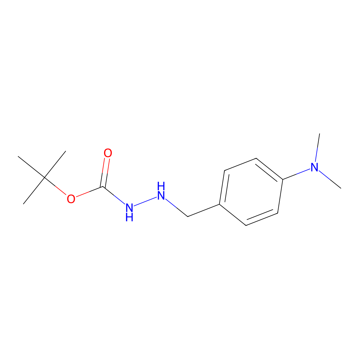 Tert-butyl 2-(4-(dimethylamino)benzyl)hydrazinecarboxylate molecular structure, CAS 349105-62-0