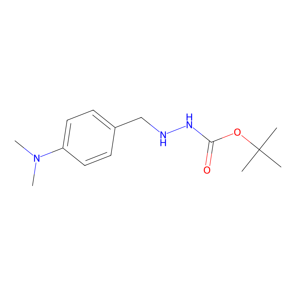 Tert-butyl 2-(4-(dimethylamino)benzyl)hydrazinecarboxylate molecular structure, CAS 349105-62-0