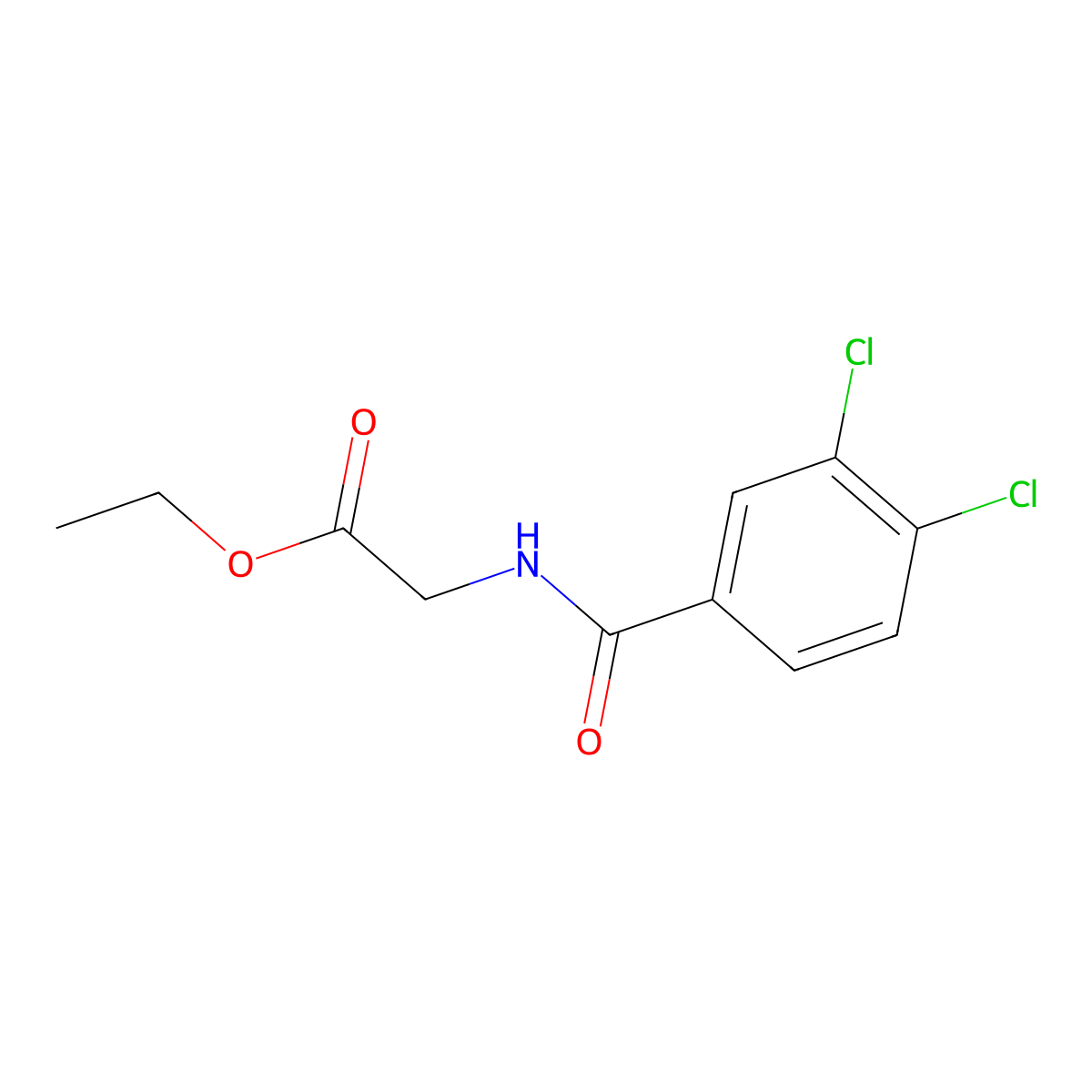(3,4-Dichloro-benzoylamino)-acetic acid ethyl ester molecular structure, CAS 349107-02-4