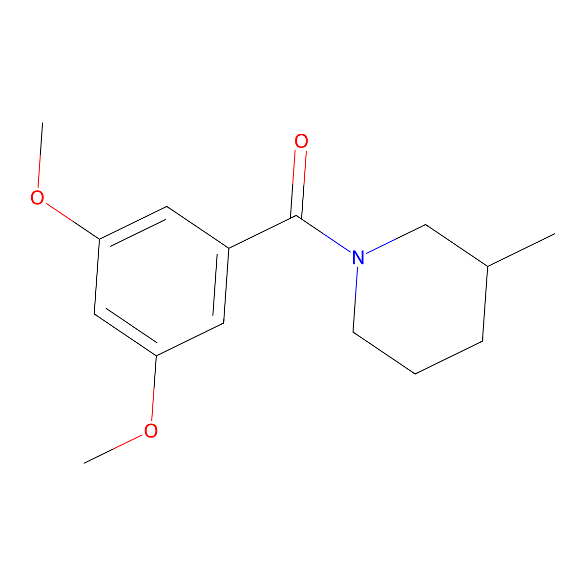 (3,5-Dimethoxyphenyl)-(3-methylpiperidin-1-yl)methanone molecular structure, CAS 349108-44-7