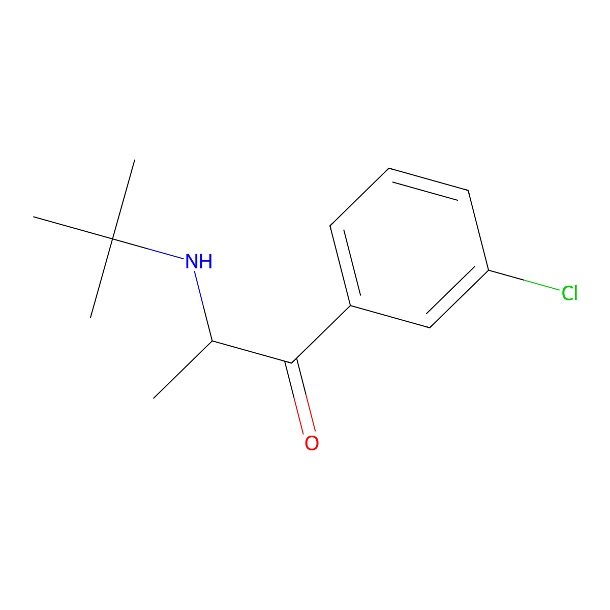 Bupropion molecular structure, CAS 34911-55-2