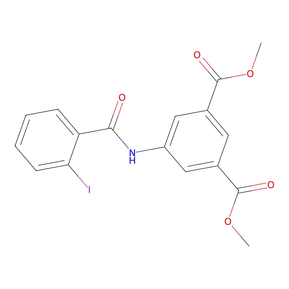 Dimethyl 5-[(2-iodobenzoyl)amino]isophthalate molecular structure, CAS 349110-19-6
