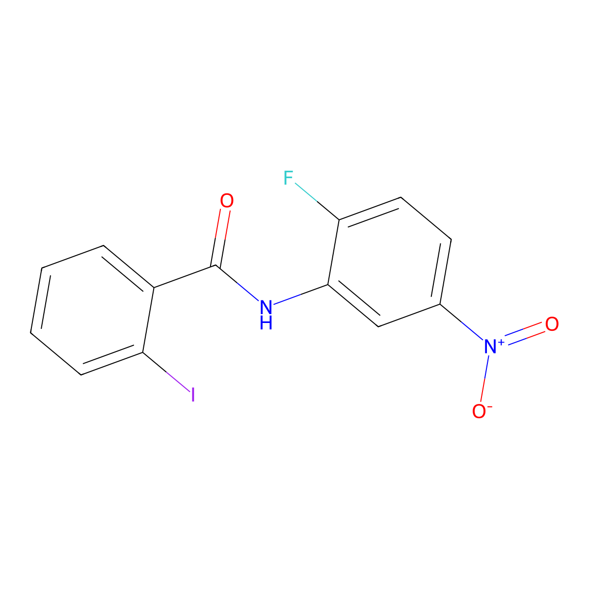 N-(2-fluoro-5-nitrophenyl)-2-iodobenzamide molecular structure, CAS 349110-35-6
