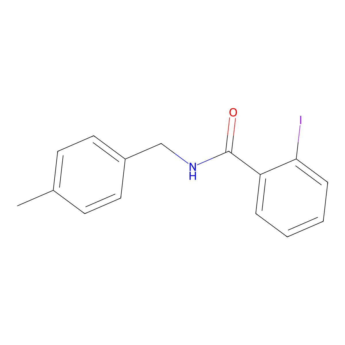 2-iodo-N-[(4-methylphenyl)methyl]benzamide molecular structure, CAS 349110-38-9