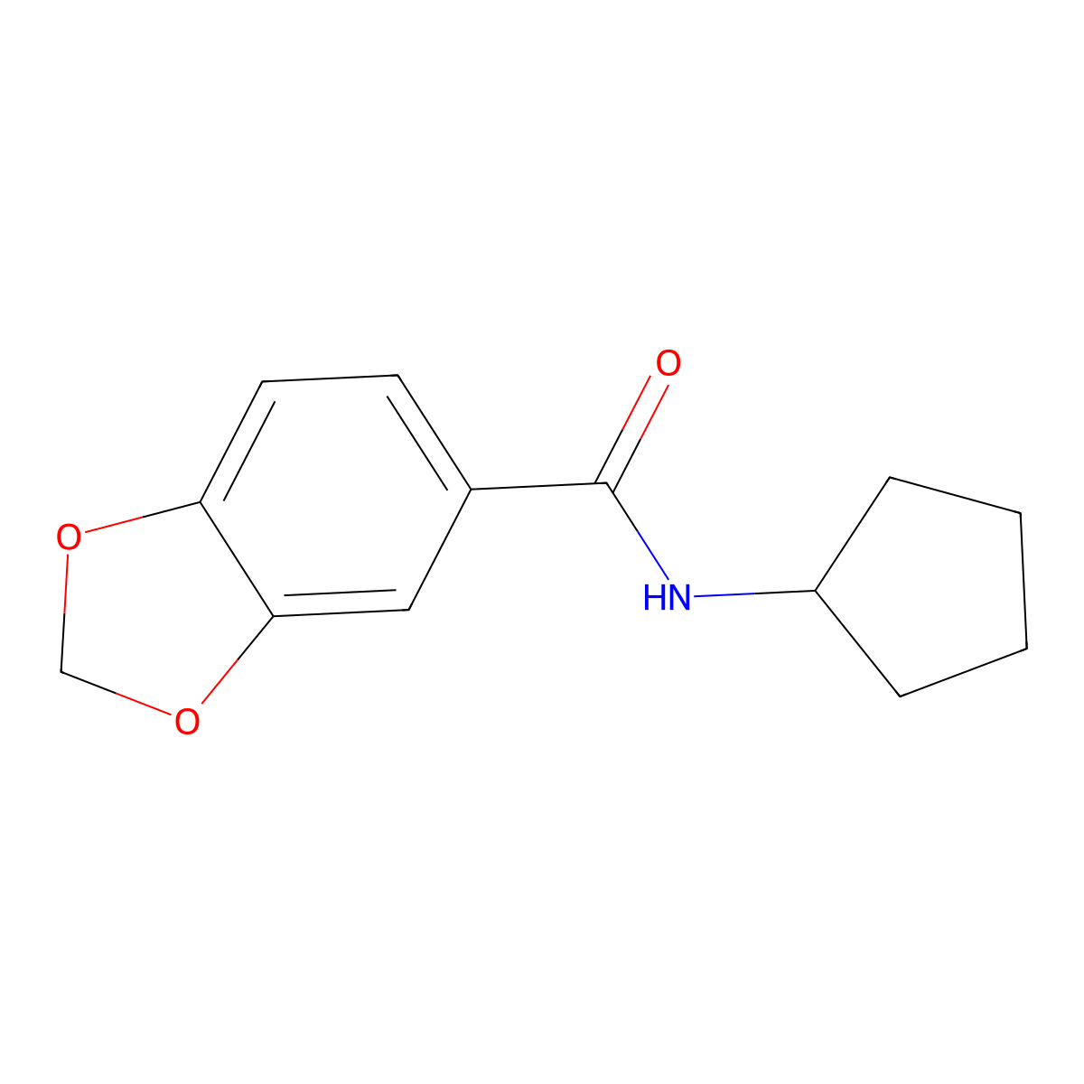 N-cyclopentyl-1,3-benzodioxole-5-carboxamide molecular structure, CAS 349113-94-6