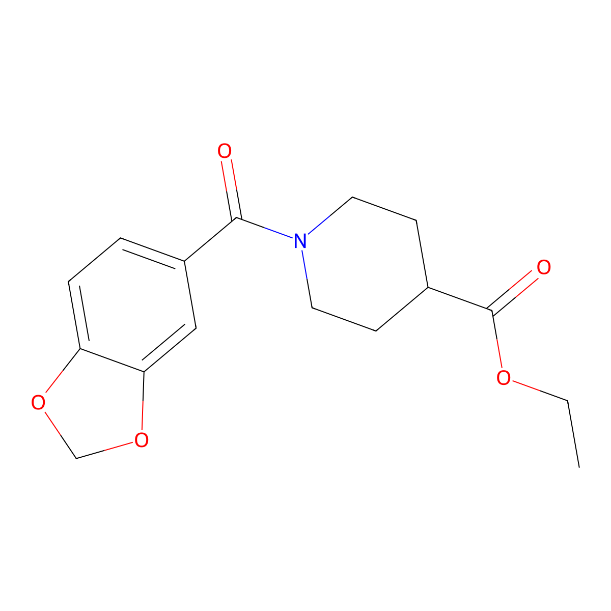 Ethyl 1-(1,3-benzodioxole-5-carbonyl)piperidine-4-carboxylate molecular structure, CAS 349114-04-1