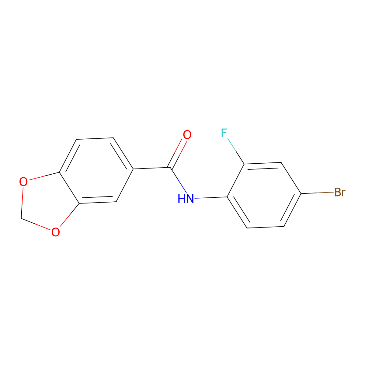 N-(4-bromo-2-fluorophenyl)-1,3-benzodioxole-5-carboxamide molecular structure, CAS 349114-15-4