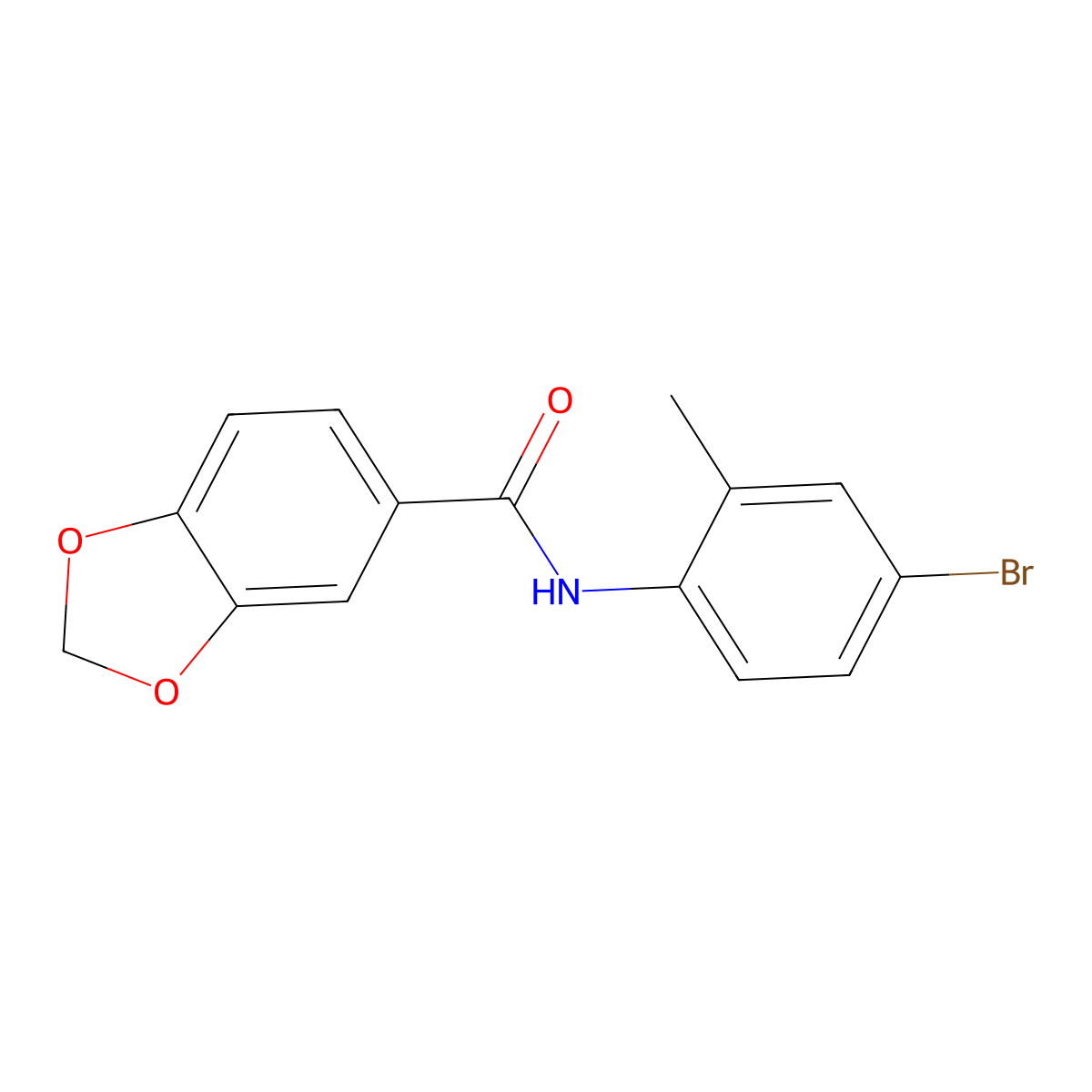 N-(4-bromo-2-methylphenyl)-1,3-benzodioxole-5-carboxamide molecular structure, CAS 349114-16-5