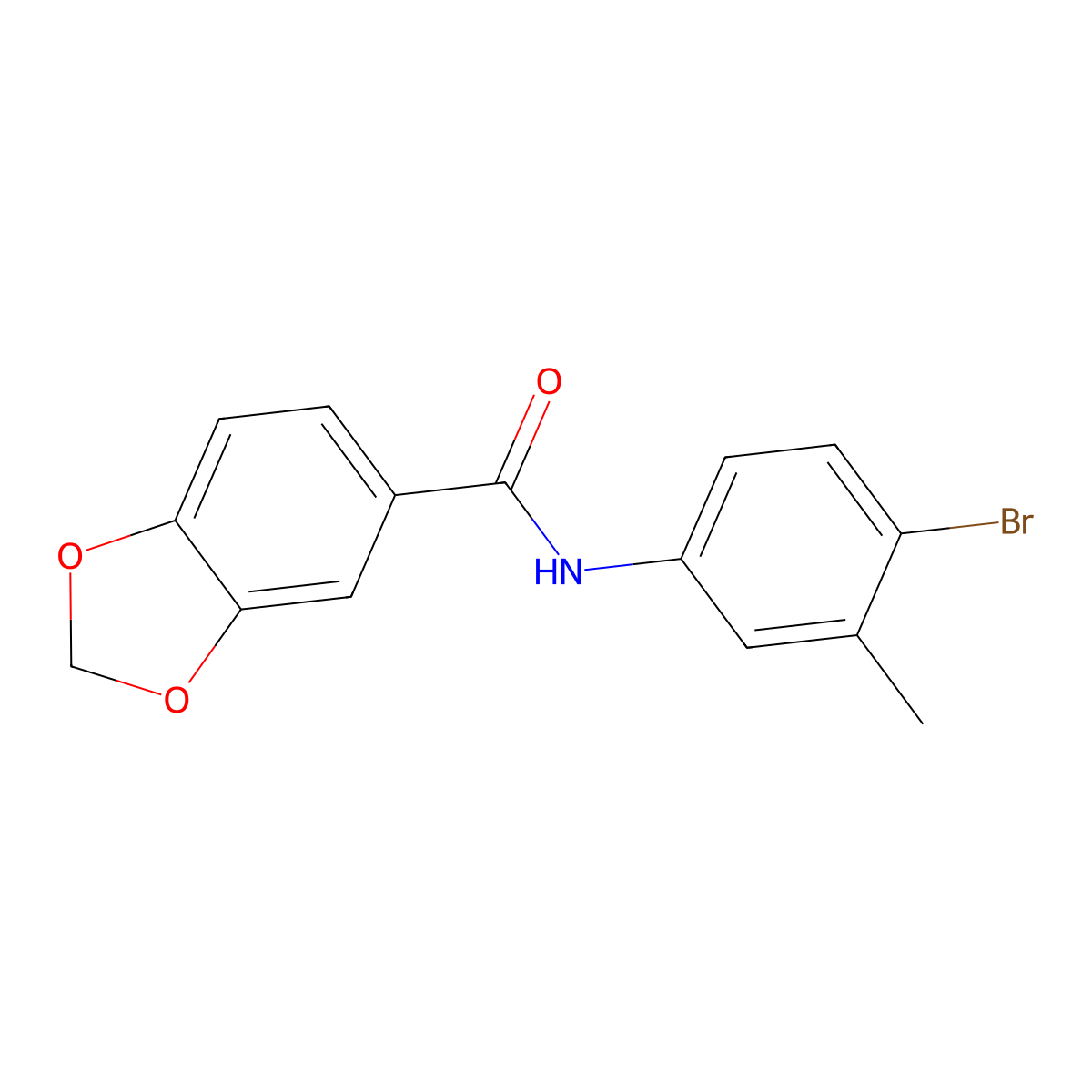 N-(4-bromo-3-methylphenyl)-1,3-benzodioxole-5-carboxamide molecular structure, CAS 349114-17-6