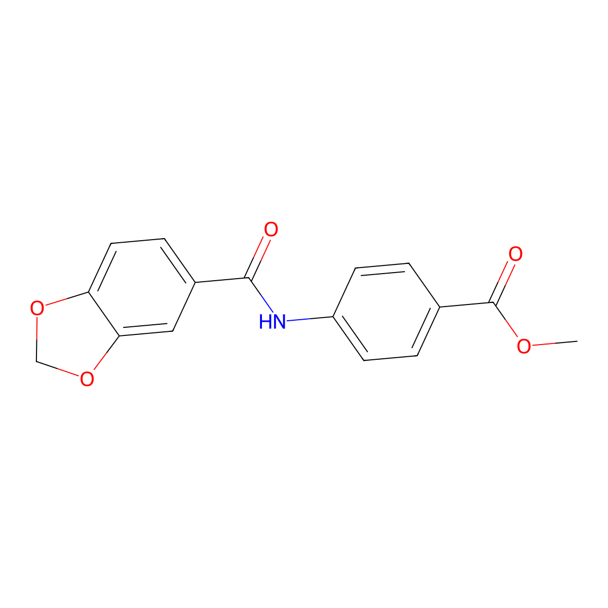 Methyl 4-[(1,3-benzodioxol-5-ylcarbonyl)amino]benzoate molecular structure, CAS 349114-23-4