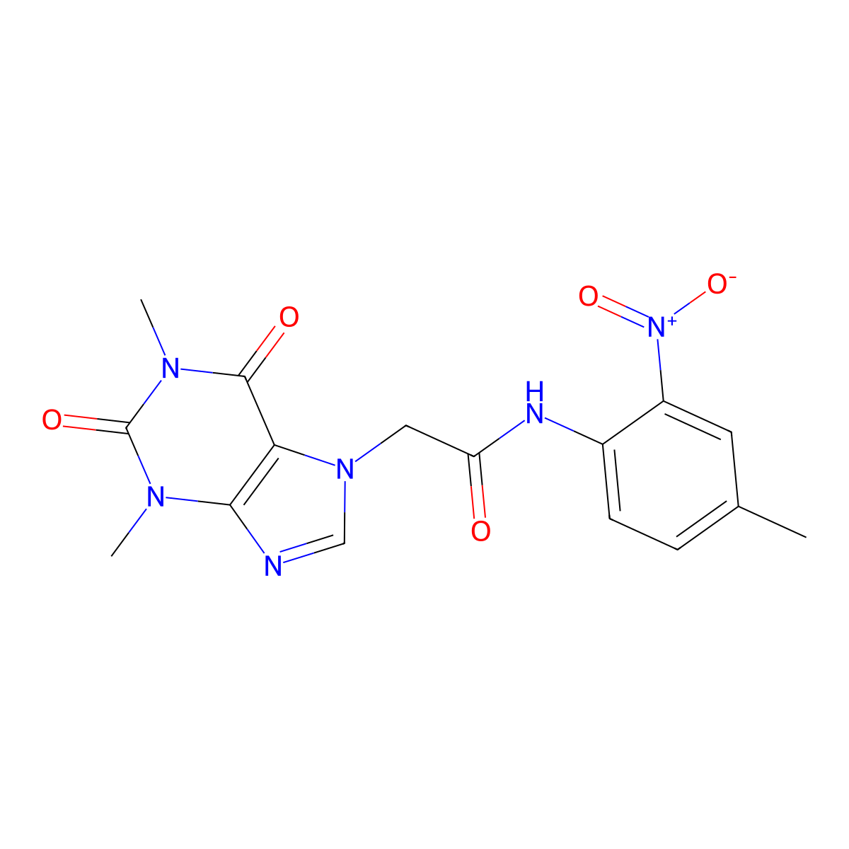 2-(1,3-dimethyl-2,6-dioxo-1,2,3,6-tetrahydro-7H-purin-7-yl)-N-(4-methyl-2-nitrophenyl)acetamide molecular structure, CAS 349114-35-8