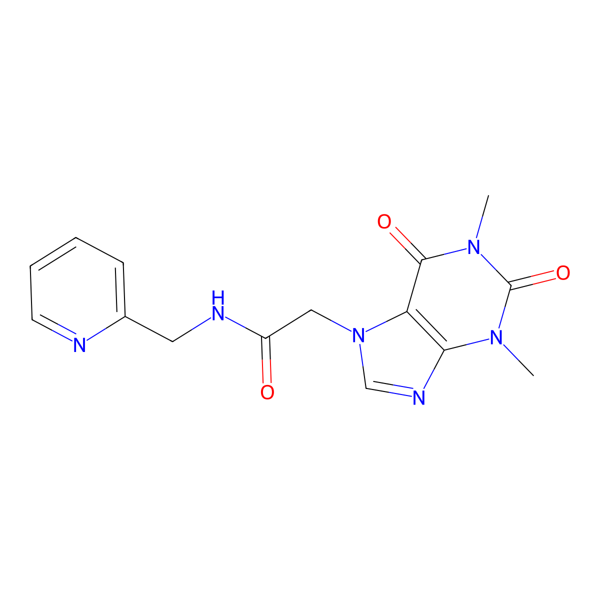 2-(1,3-dimethyl-2,6-dioxo-1,2,3,6-tetrahydro-7H-purin-7-yl)-N-(pyridin-2-ylmethyl)acetamide molecular structure, CAS 349114-45-0