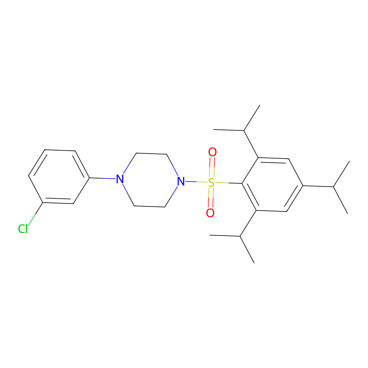 1-(3-Chlorophenyl)-4-[(2,4,6-triisopropylphenyl)sulfonyl]piperazine molecular structure, CAS 349115-92-0