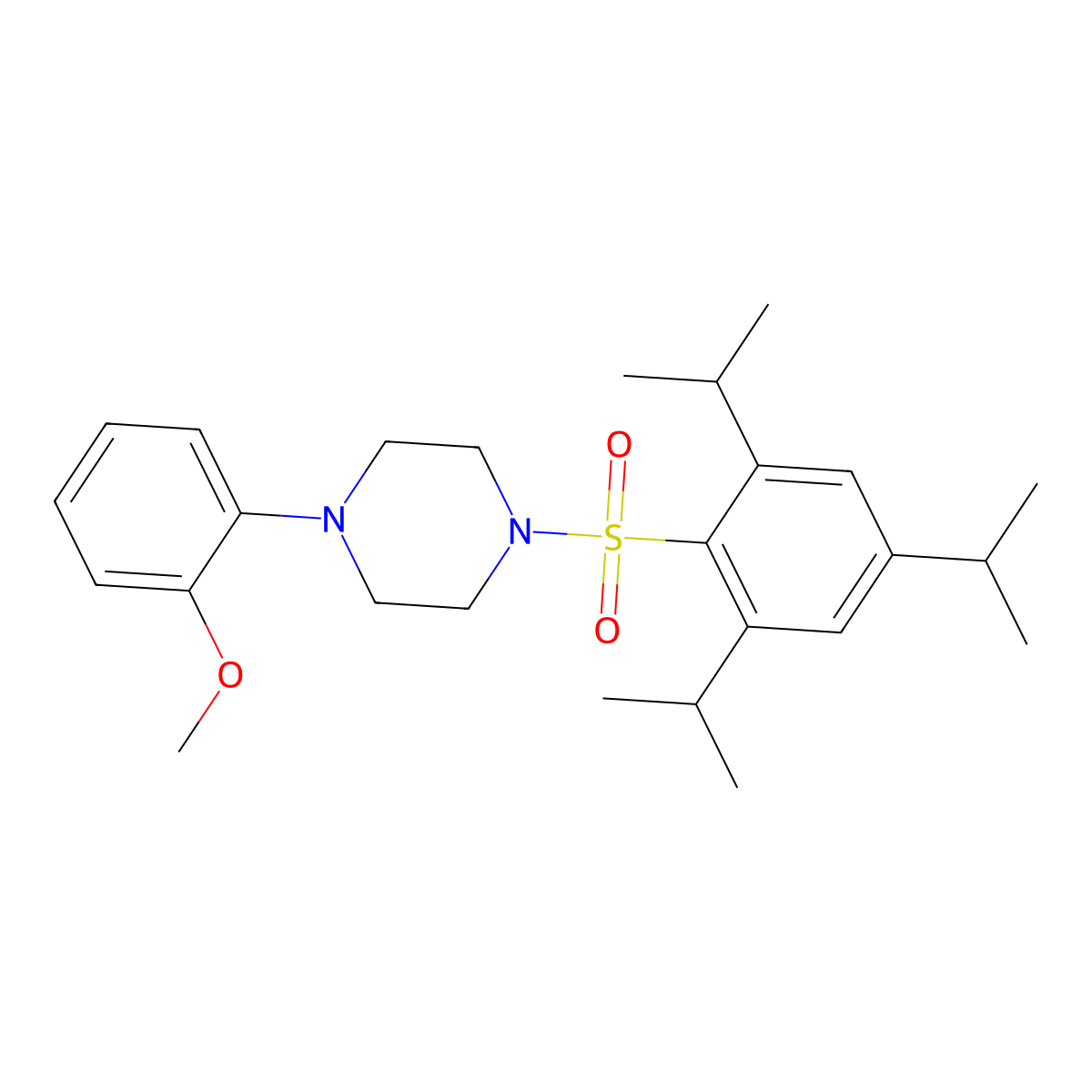 1-(2-Methoxyphenyl)-4-[2,4,6-tri(propan-2-yl)phenyl]sulfonylpiperazine molecular structure, CAS 349115-93-1