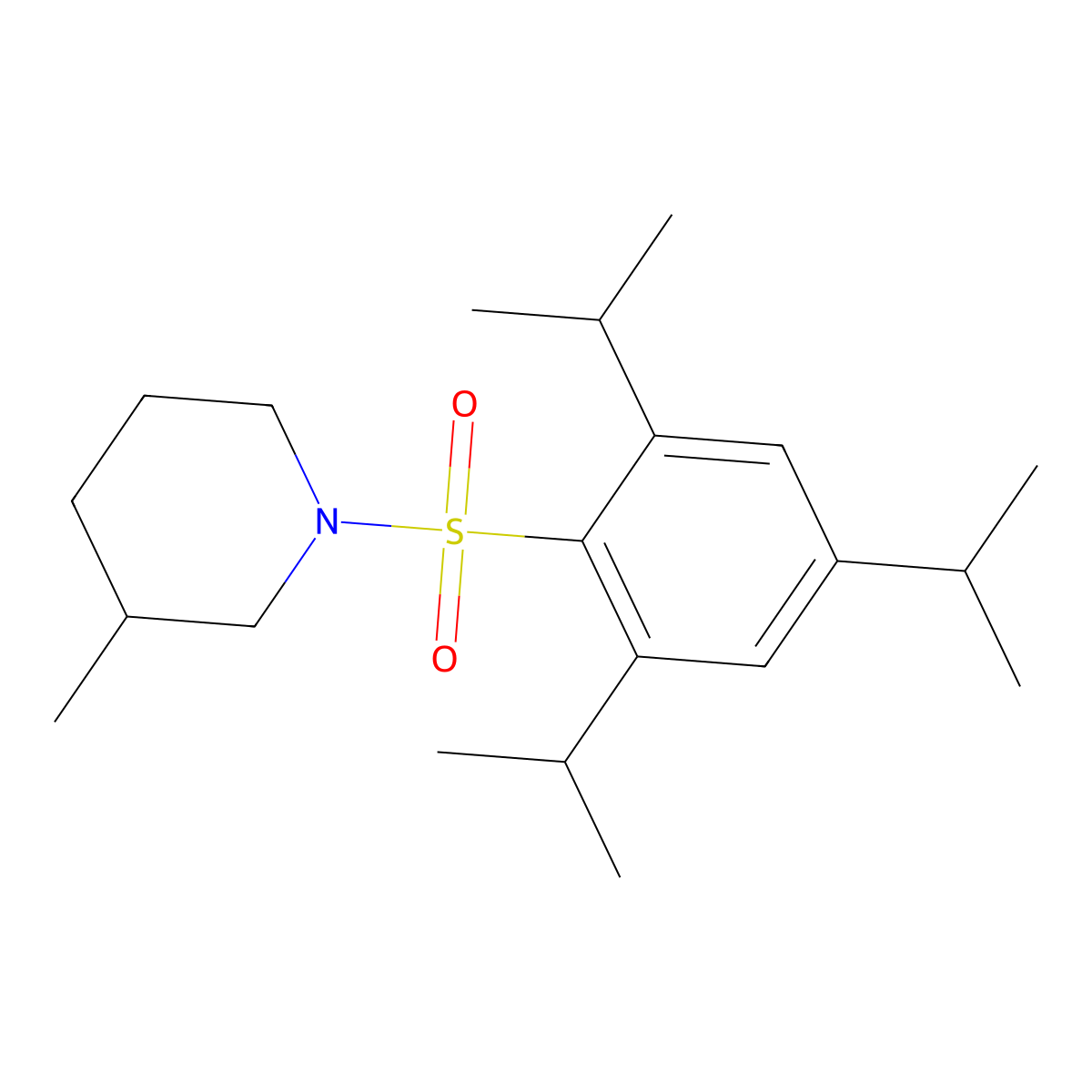 3-Methyl-1-{[2,4,6-tris(methylethyl)phenyl]sulfonyl}piperidine molecular structure, CAS 349116-03-6