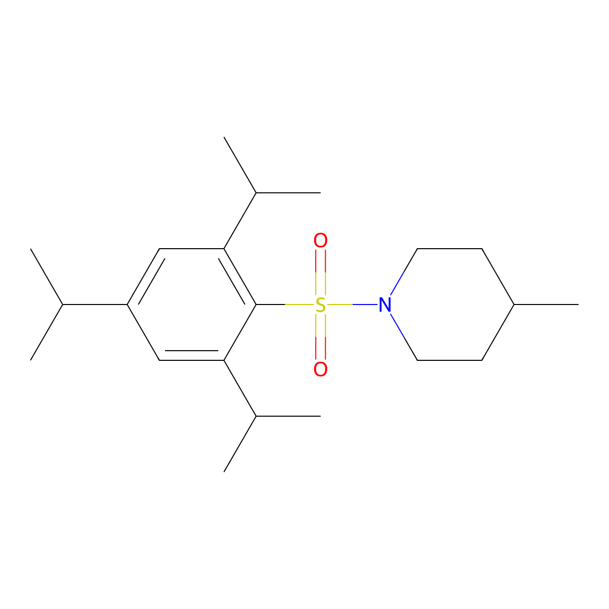 4-Methyl-1-{[2,4,6-tris(methylethyl)phenyl]sulfonyl}piperidine molecular structure, CAS 349116-37-6