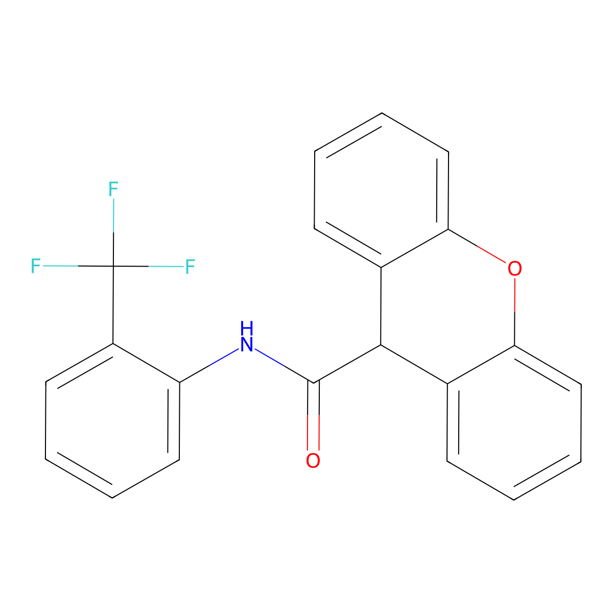 N-[2-(trifluoromethyl)phenyl]-9H-xanthene-9-carboxamide molecular structure, CAS 349116-91-2