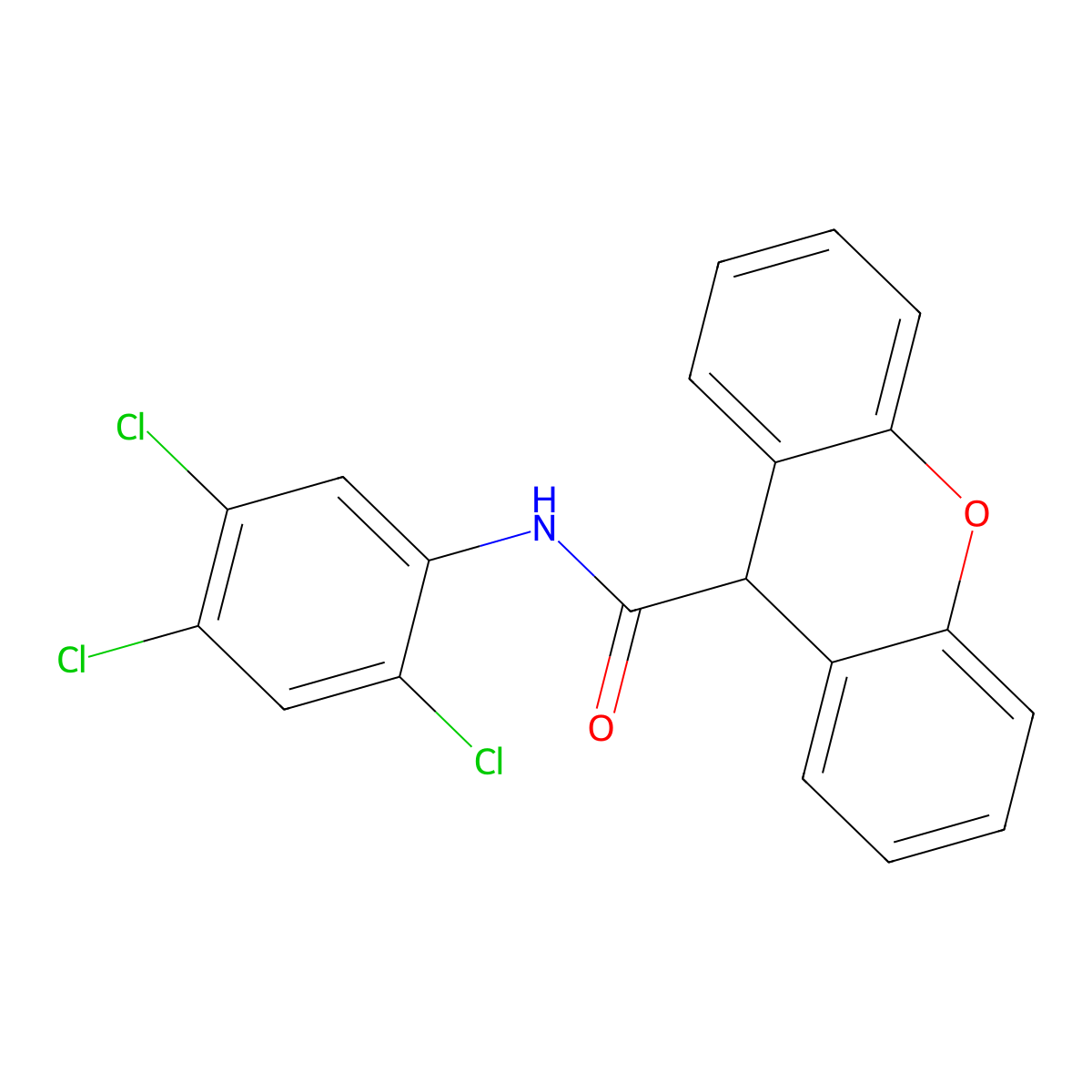 N-(2,4,5-trichlorophenyl)-9H-xanthene-9-carboxamide molecular structure, CAS 349116-97-8