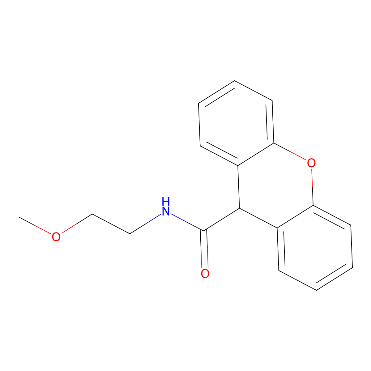 N-(2-methoxyethyl)-9H-xanthene-9-carboxamide molecular structure, CAS 349117-06-2