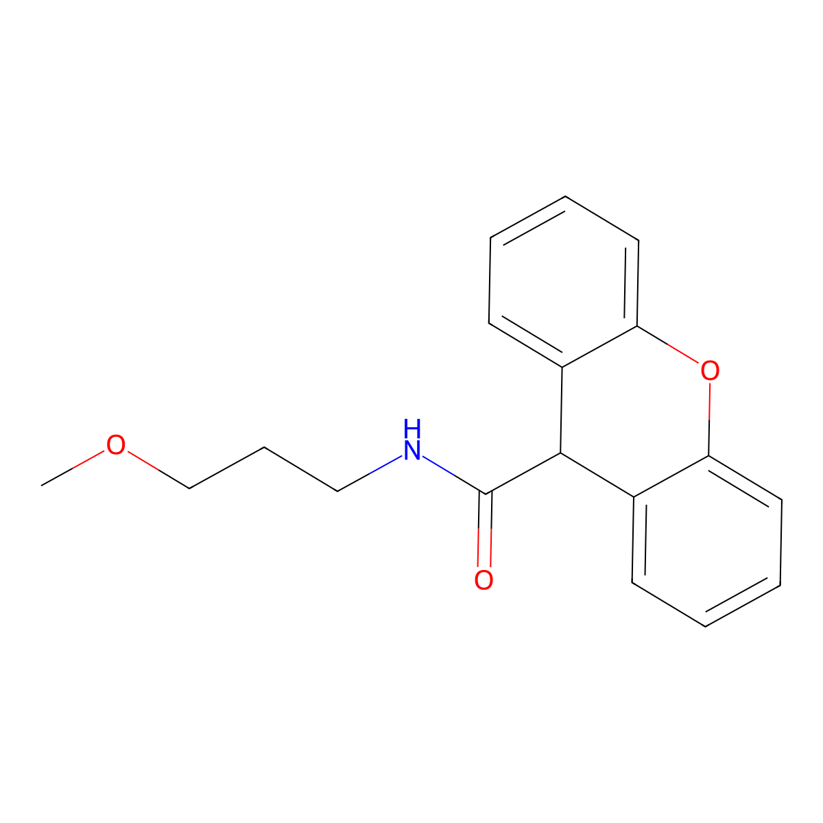 N-(3-methoxypropyl)-9H-xanthene-9-carboxamide molecular structure, CAS 349117-07-3